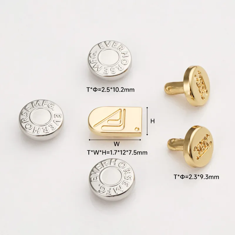 10mm silver and gold small metal logo tag for purse clothing