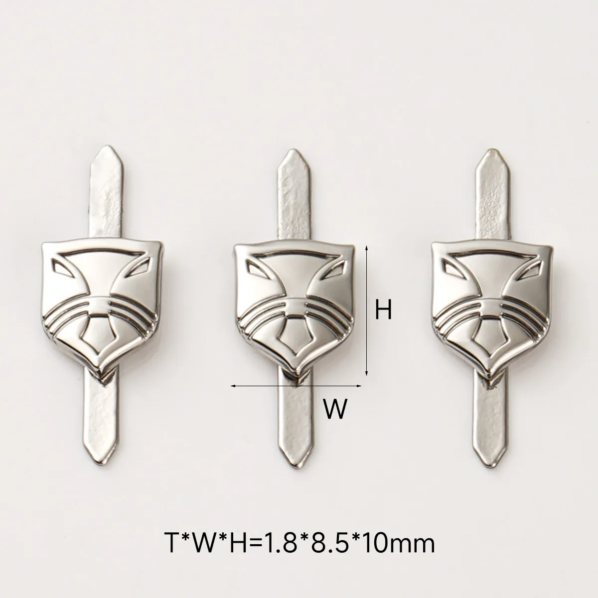 10mm silver metal logo tag with legs for wallet