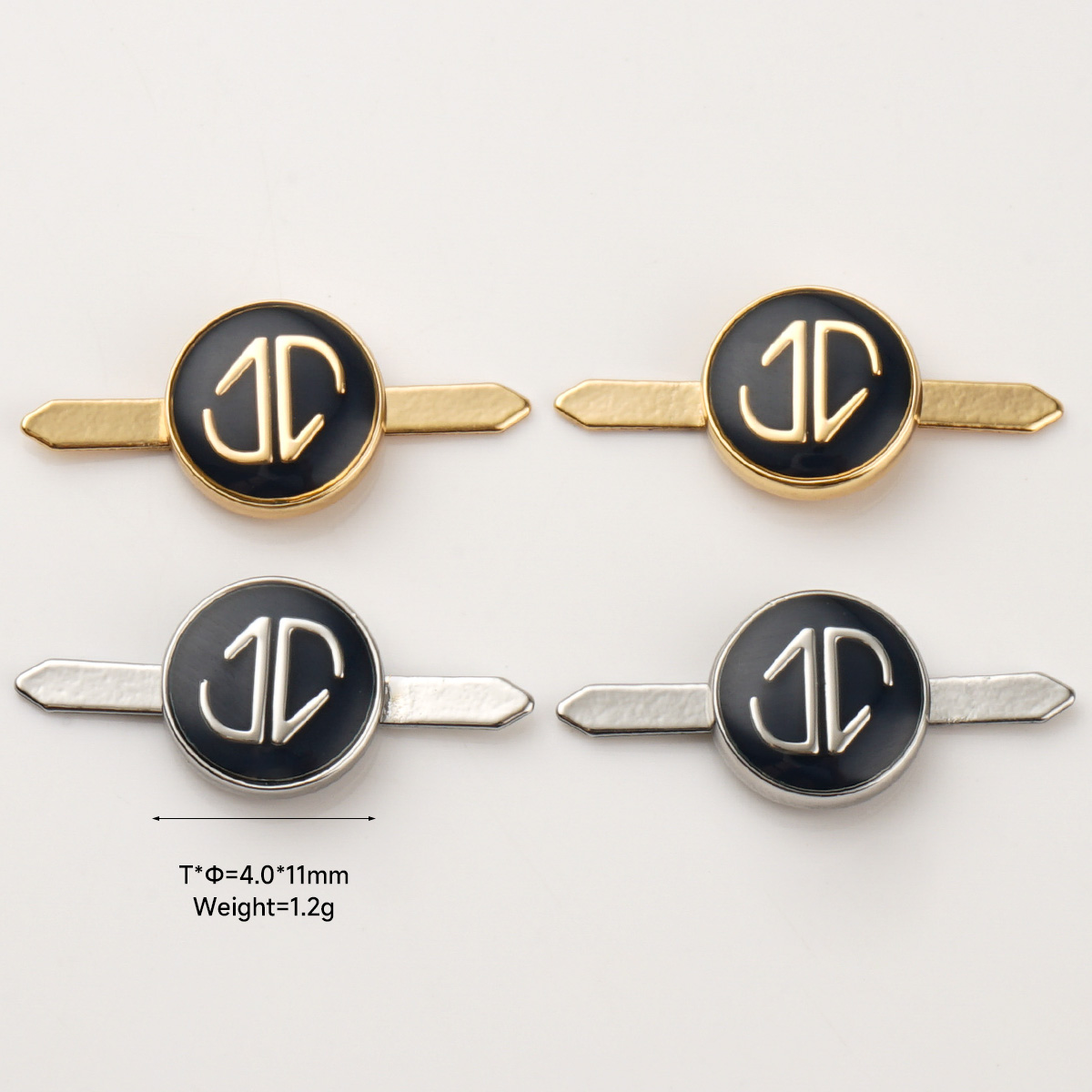 11mm raised up logo circle metal tag with black background