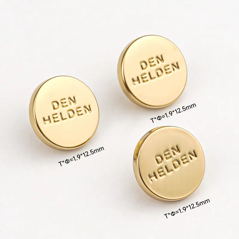 12.5mm golden circle metal logo tag rivet for bags