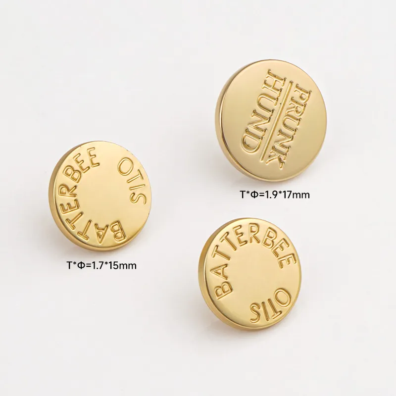 15mm 17mm metal logo tag for wallet caps clothing