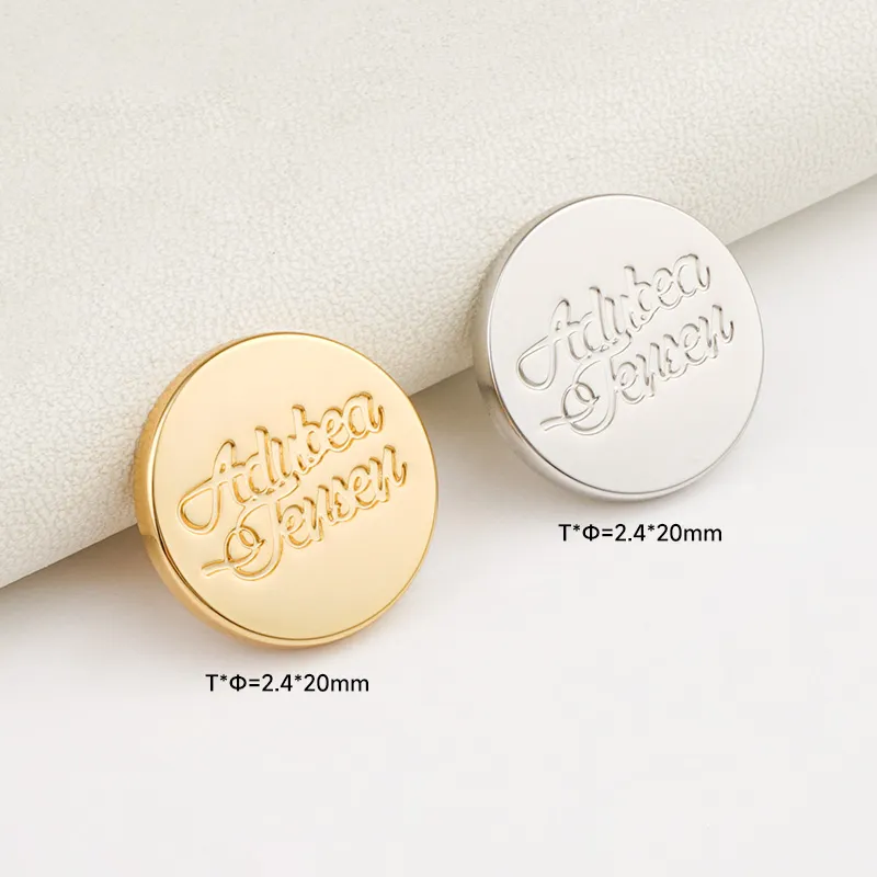 20mm engraving logo metal tag for hats purses