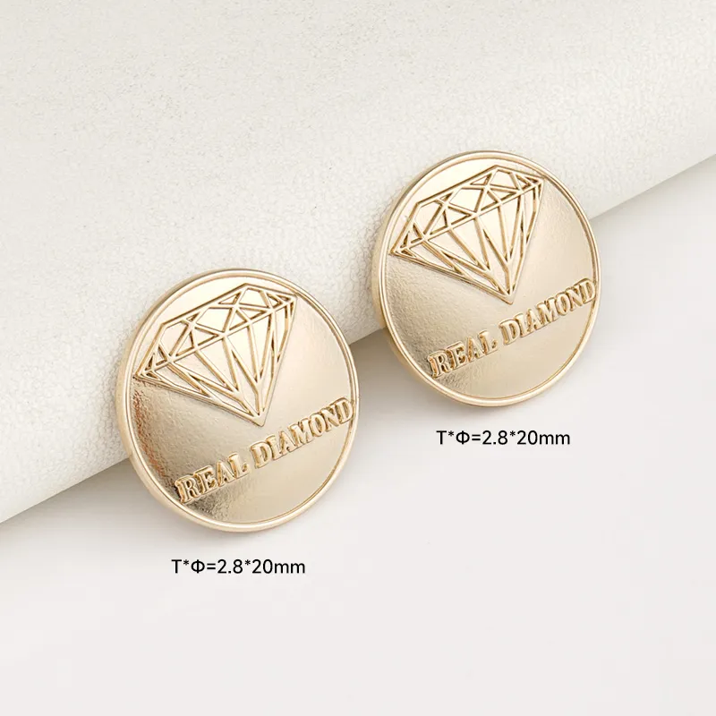 20mm metal tag with raised up logo for bags