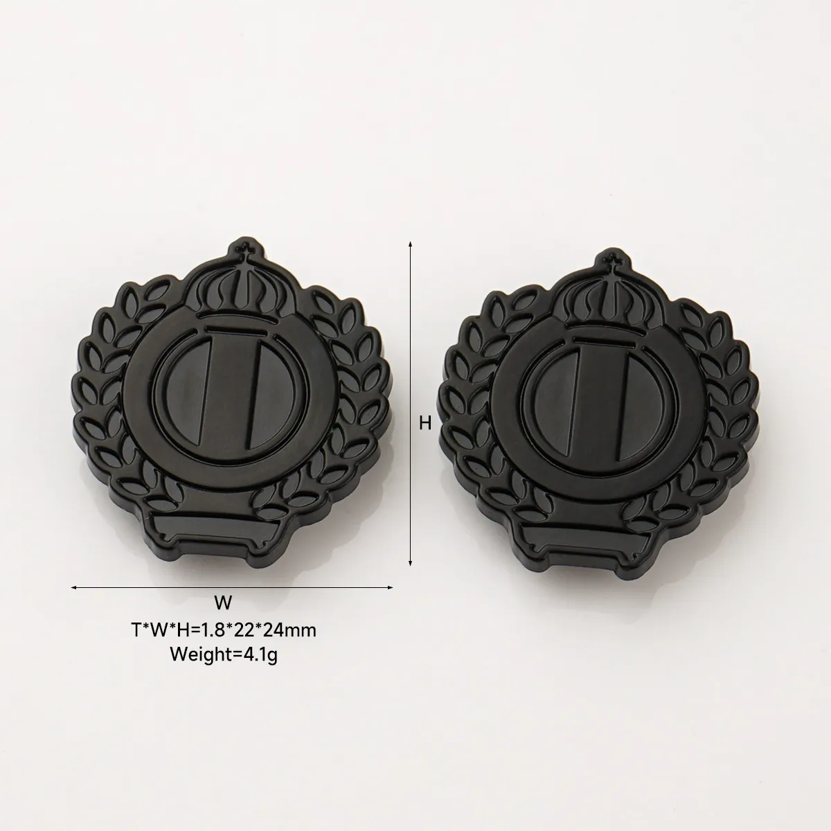 22mm raised logo metal tag in black for bags
