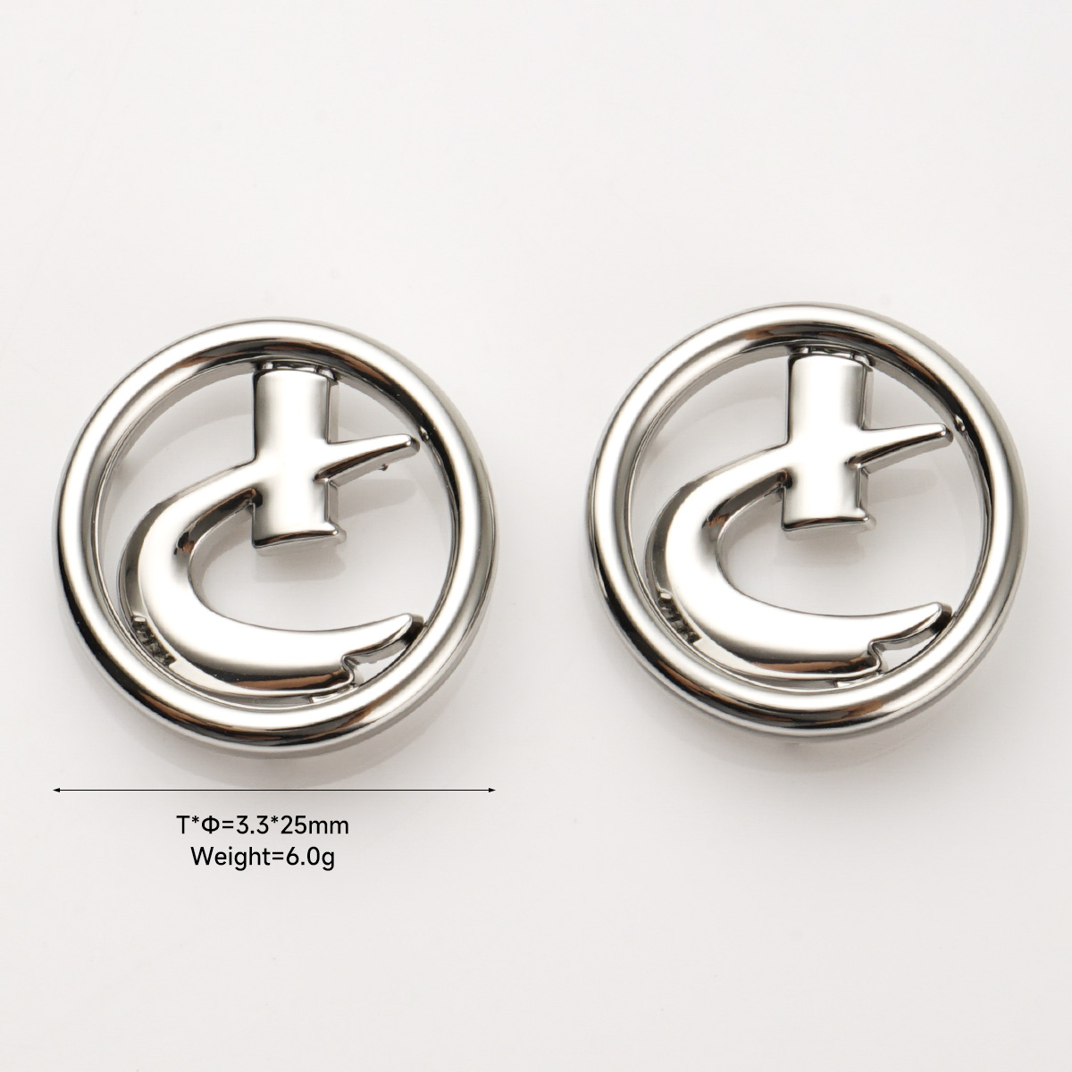 25mm 1 inch metal tag with custom logo for bags