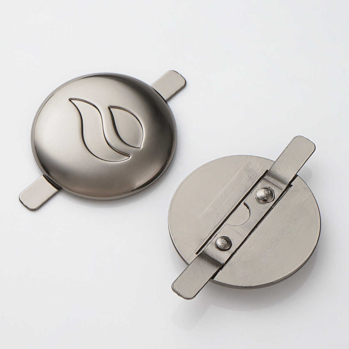 30mm matte gunmetal metal logo tag for bags