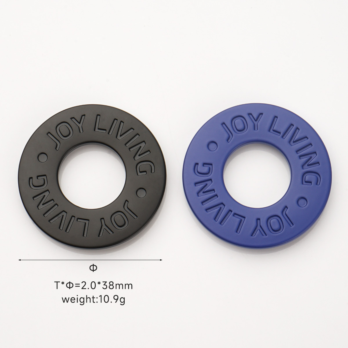 38mm engraving logo metal tag in black and blue