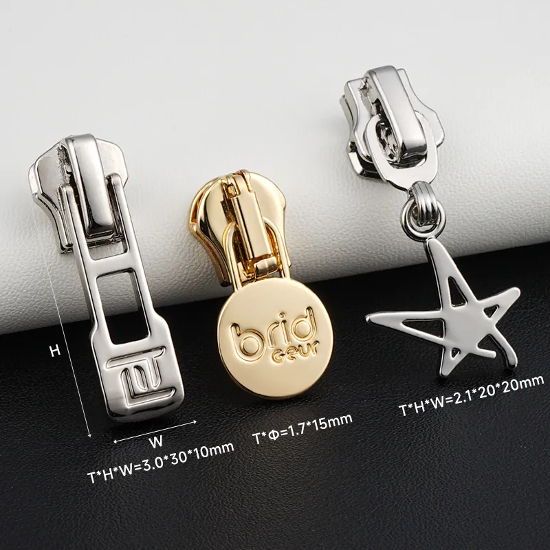 5# gold and silver metal zipper slider for clothes