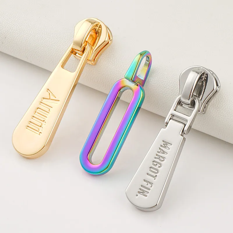 5# zipper pull in gold silver and rainbow colors