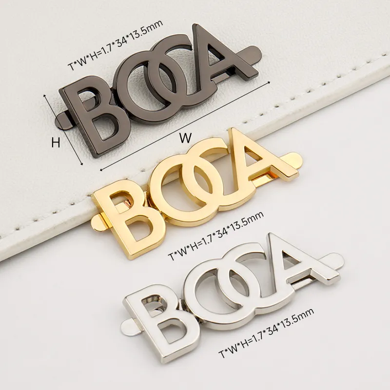 BOCA letters metal logo tag for bags handbags