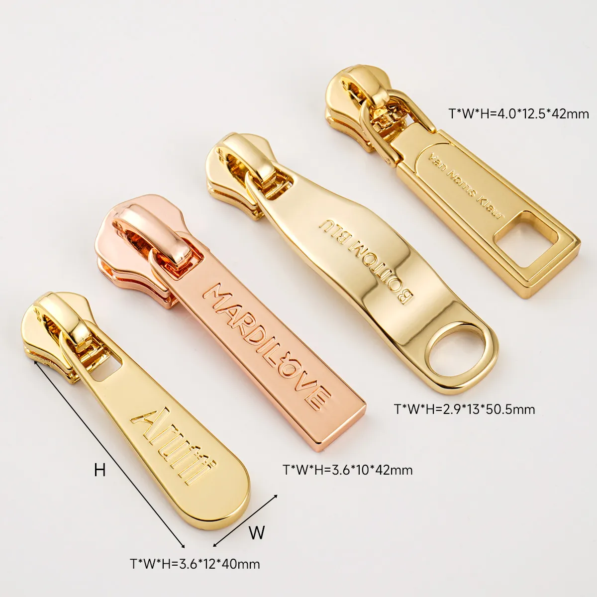 bag hardware customize 5# metal zipper slider gold