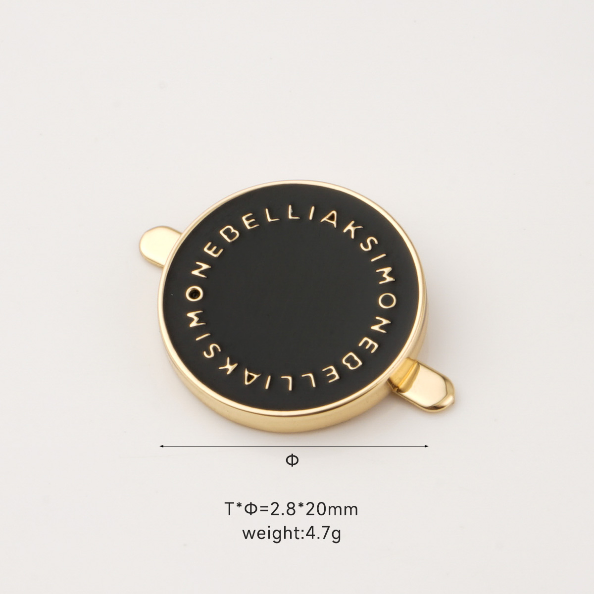 custom 20mm metal logo tag for purses bags