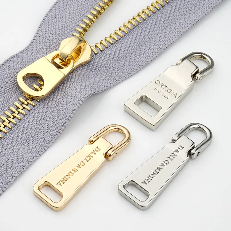 custom engraved logo metal zipper puller