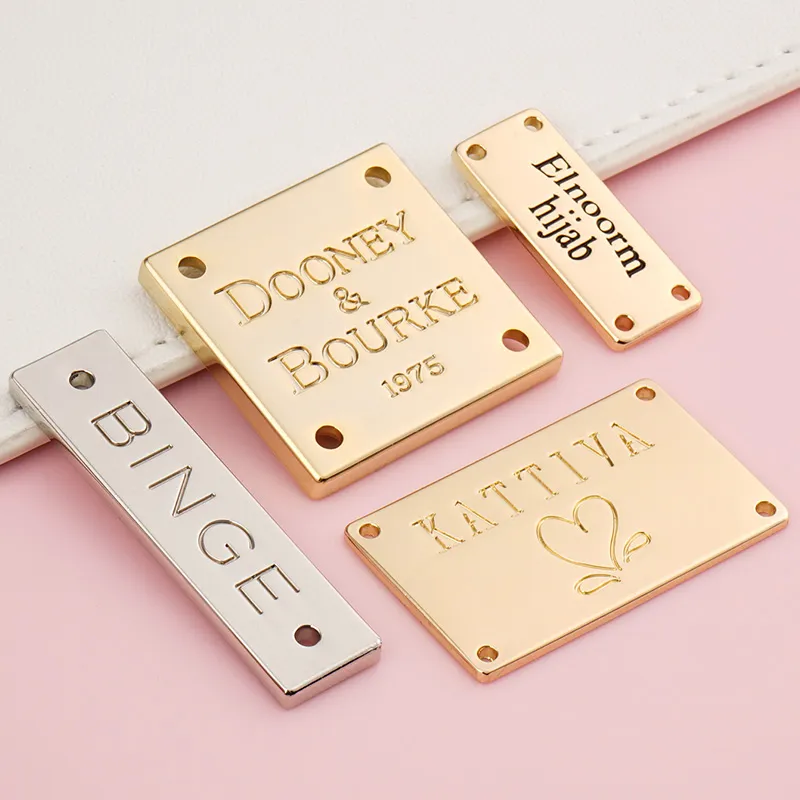 custom engraving logo metal name tag for clothes