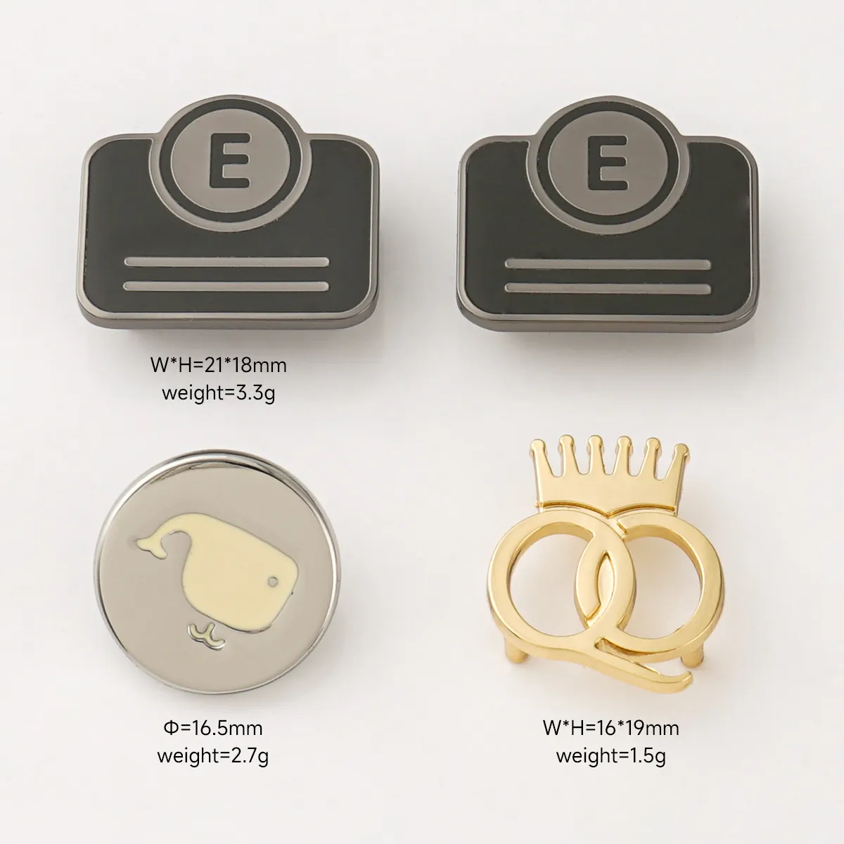 custom gold silver logo metal for purse caps shoes