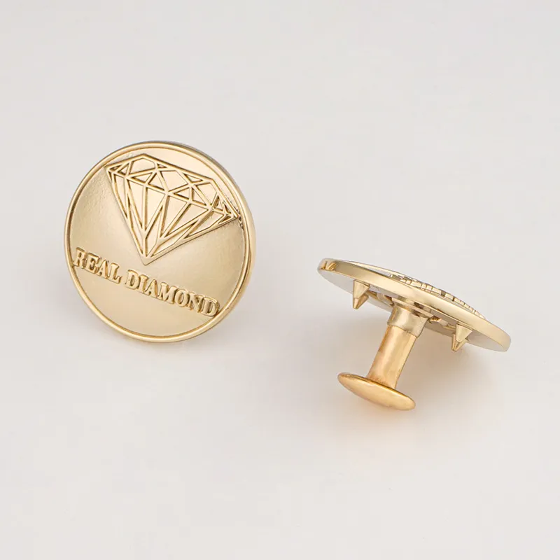 custom golden round metal logo tag for purses