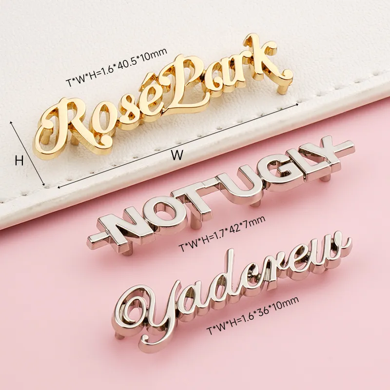custom logo metal letters for bags handbags