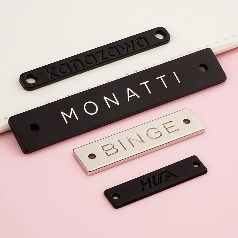 custom logo metal tag with sewing holes