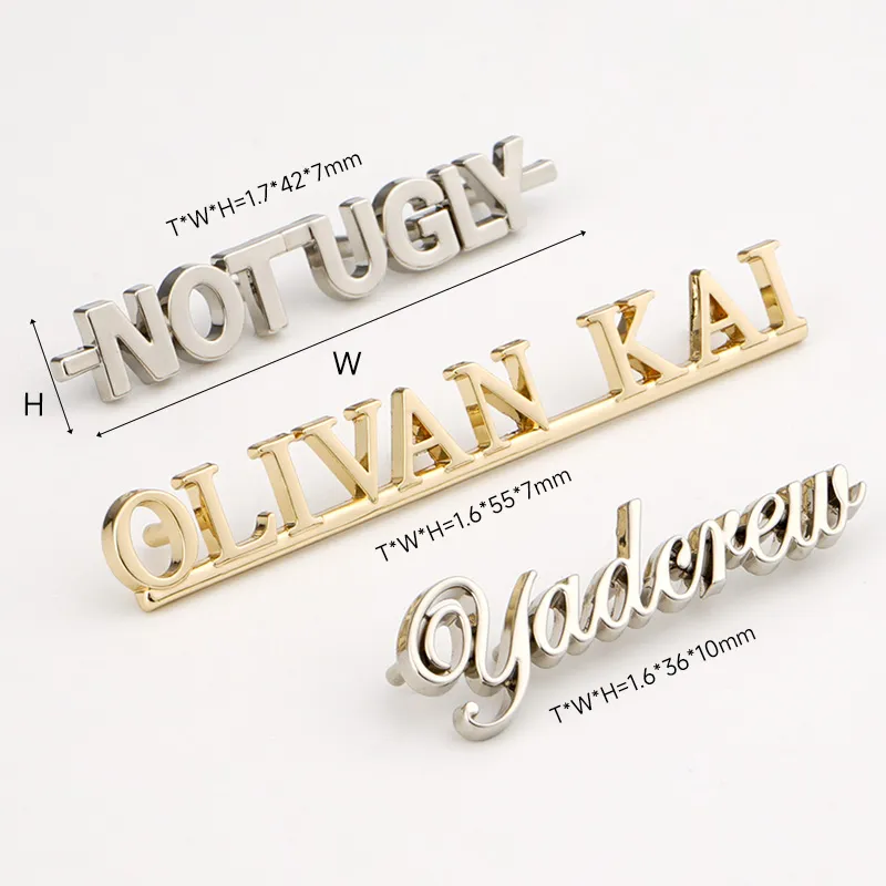 custom metal letters logo for purses bags