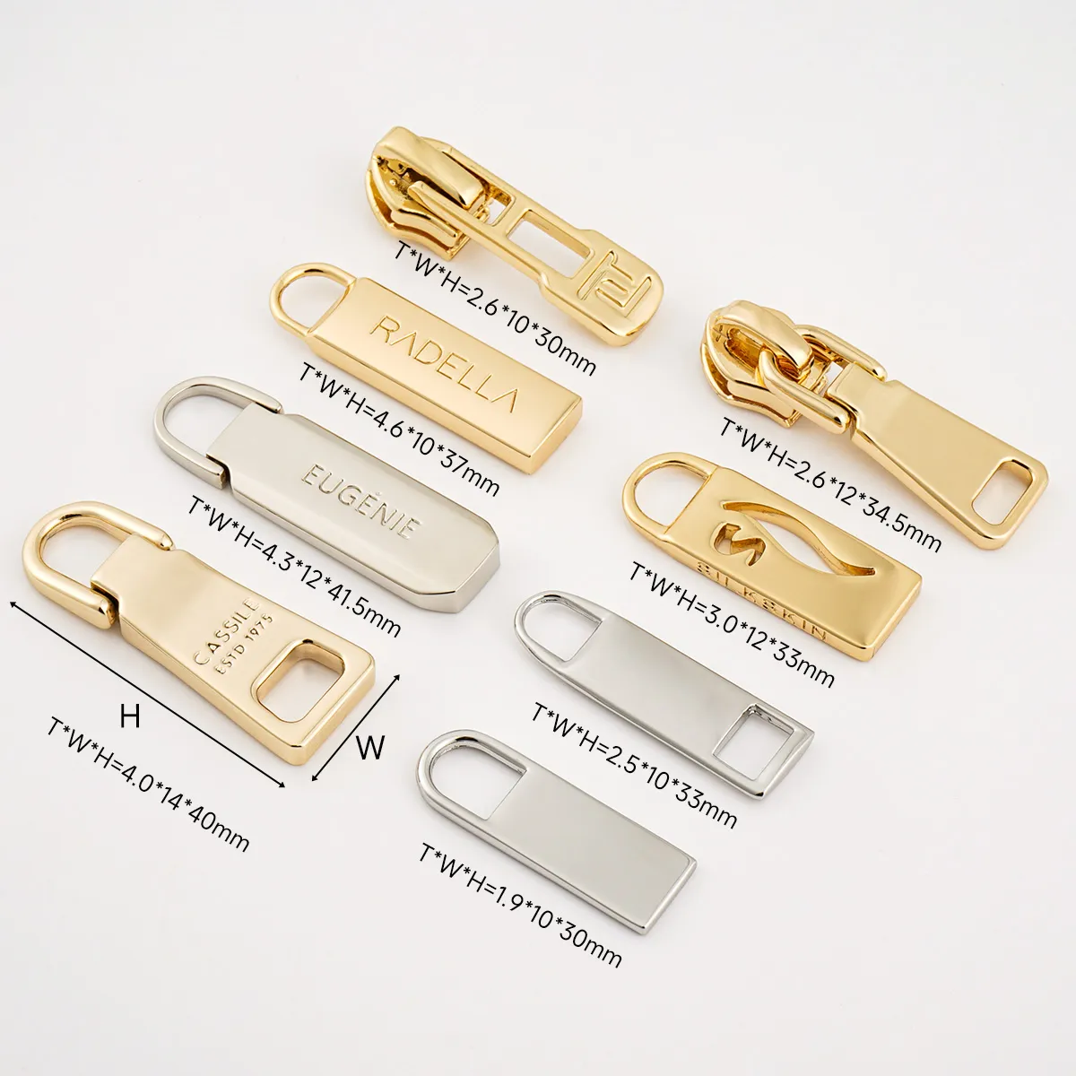 custom metal zipper pull with your brand logo