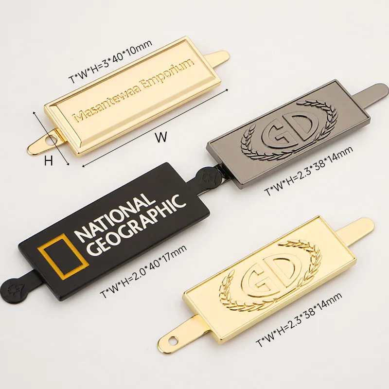 customize logo metal label for wallet bags