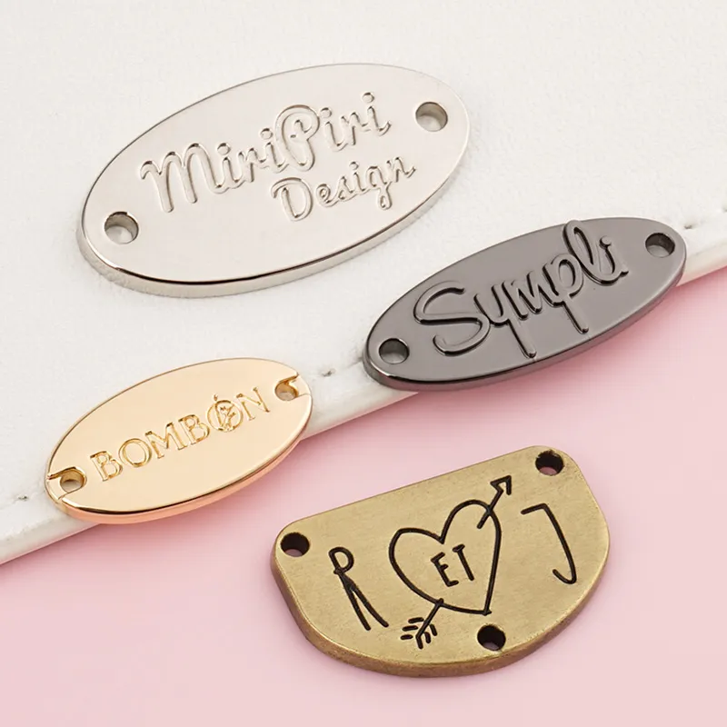 customize logo metal name tag for bikini garment