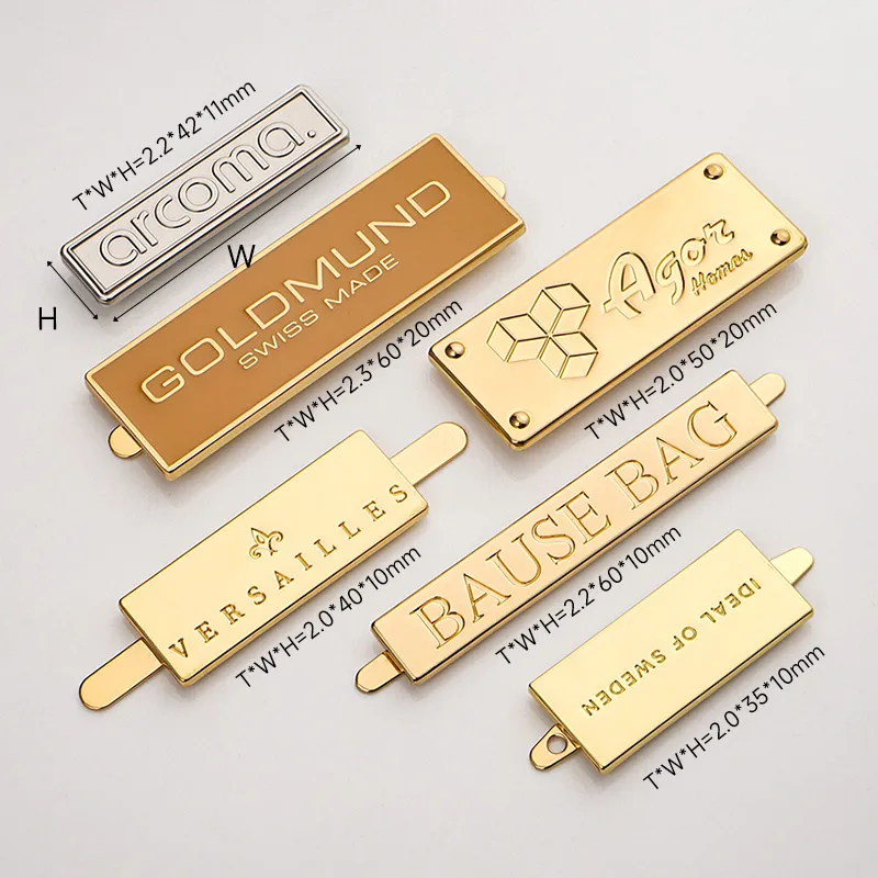 customize logo metal plate for bags