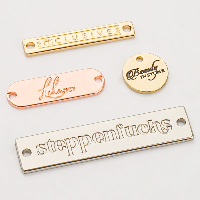 customize mini metal logo tag with sewing holes