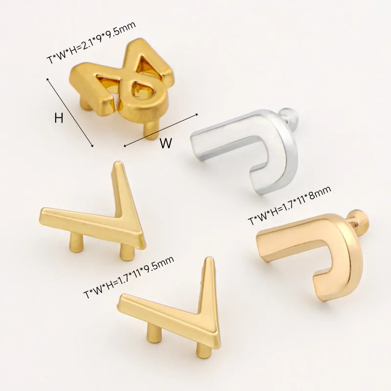 customized alphabet metal logo for bags purses