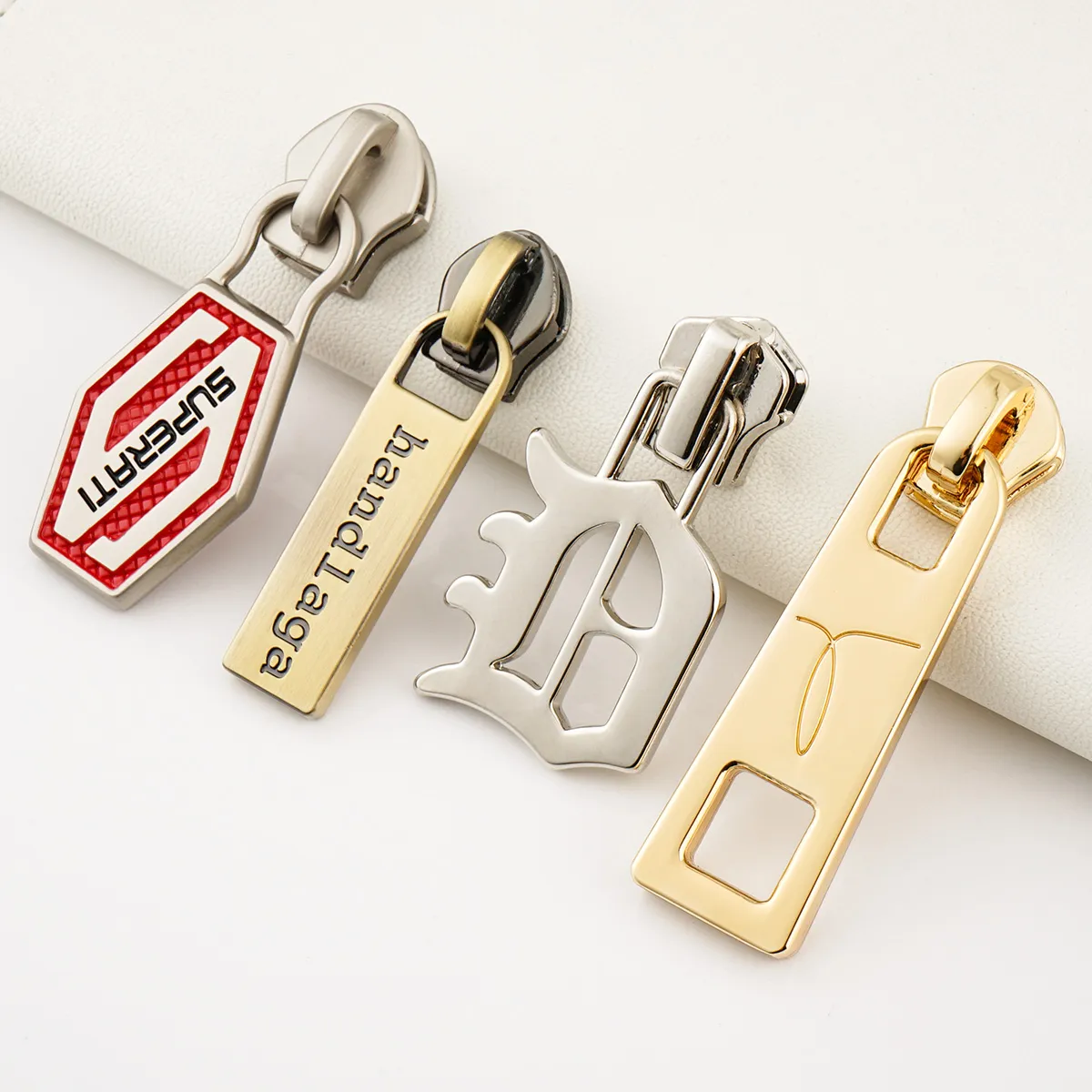 design 5# zipper puller with logo for bags clothing