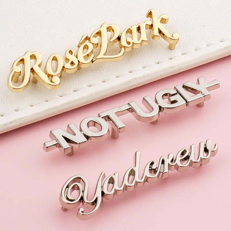 design letters metal logo nameplate for bags