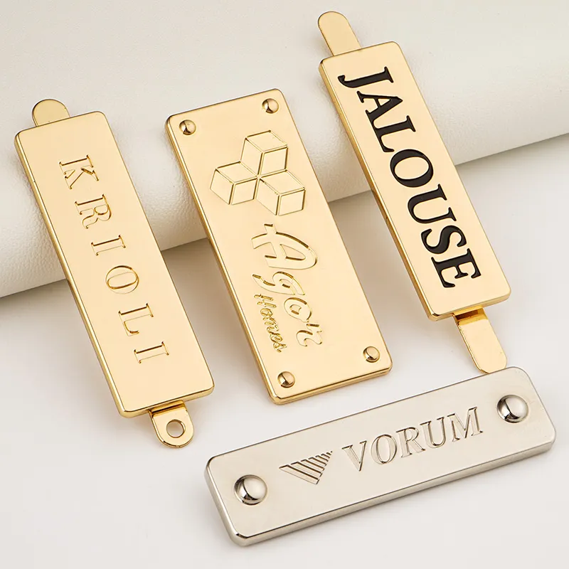 engraved logo metal plate for bags