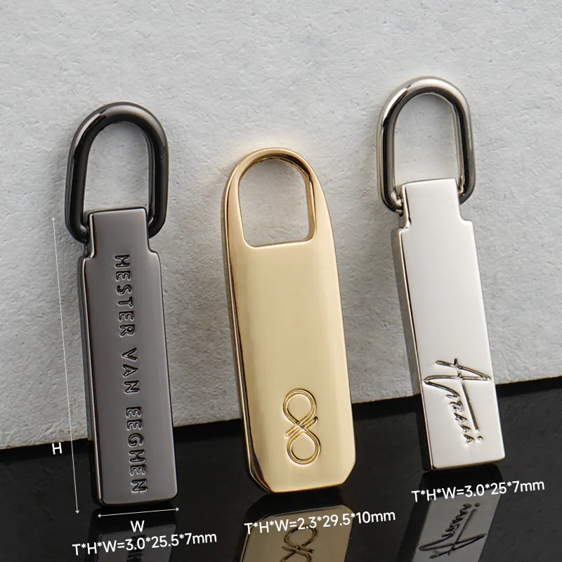 engraving logo metal zipper puller for bags