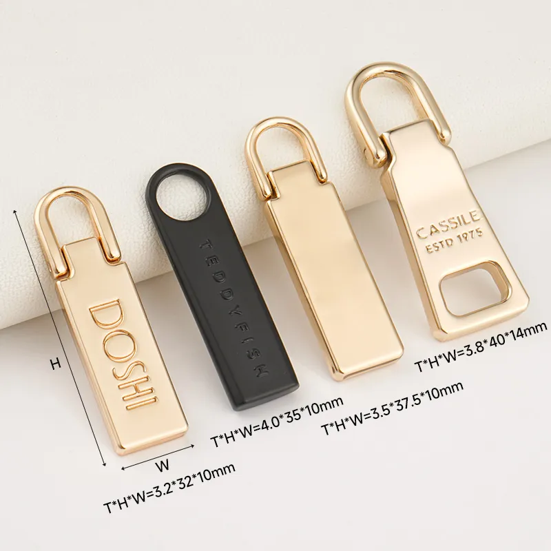 fashion design metal zipper pull with logo for bags