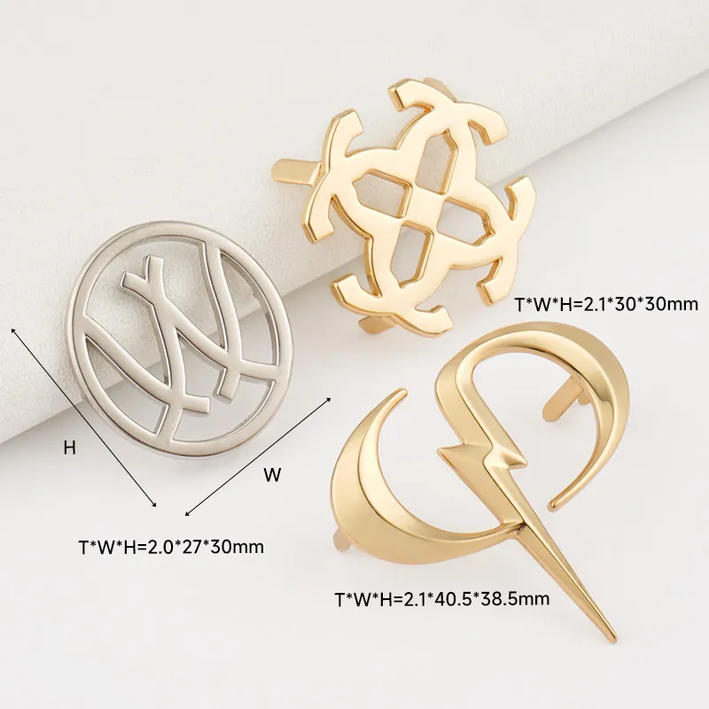 fashion silver and gold metal logo customize for bags