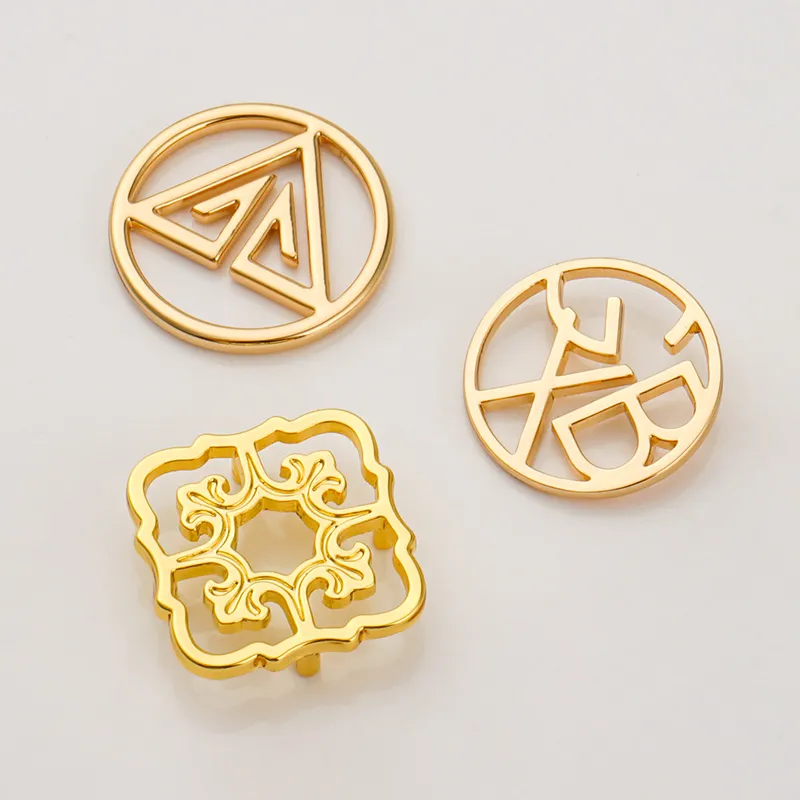 gold metal logo tag for wallet hats