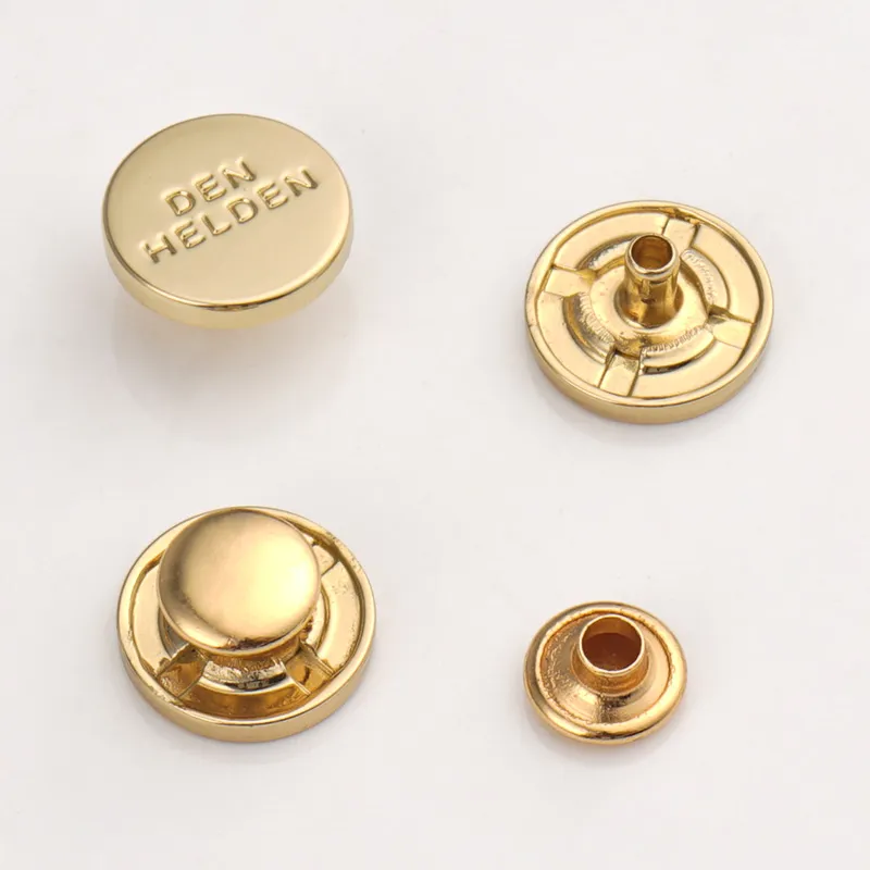 gold metal rivet logo tag for bags clothing hats
