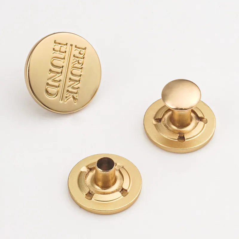 gold rivet metal tag with custom logo for garment bags