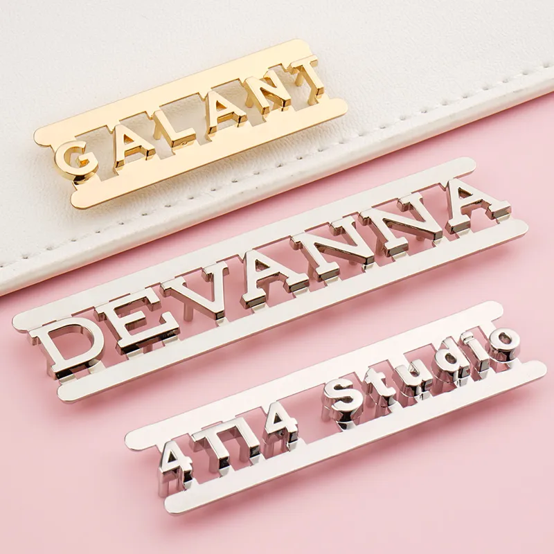handbag hardware metal letters logo for bags