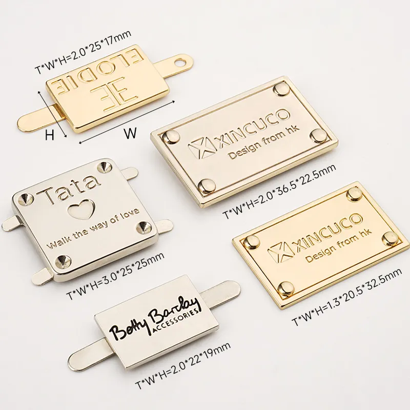 high grade metal name tag with logo for handbags