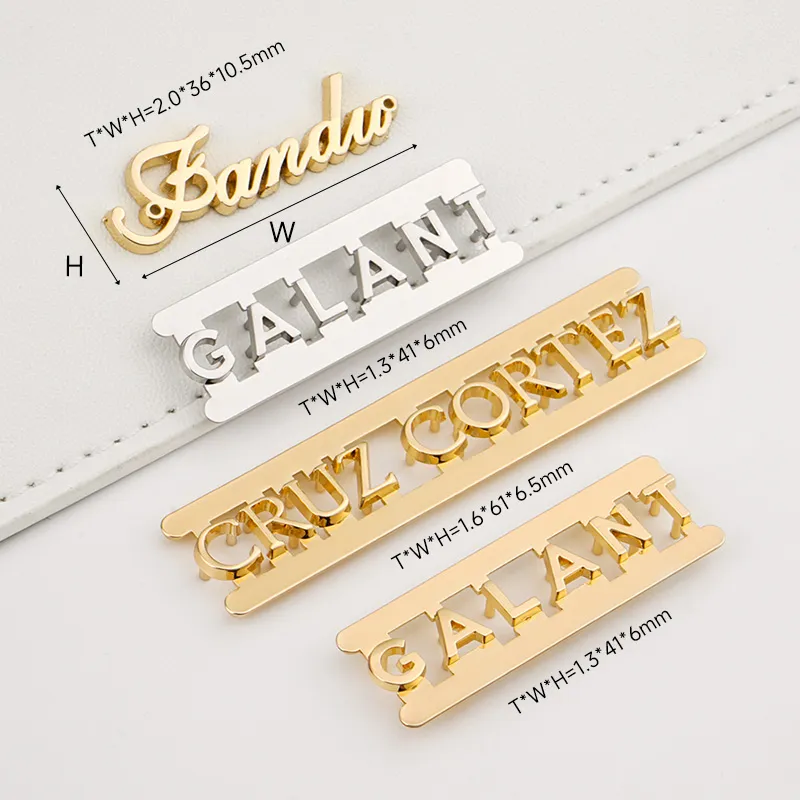 hot sale fashion letters metal plate for handbags