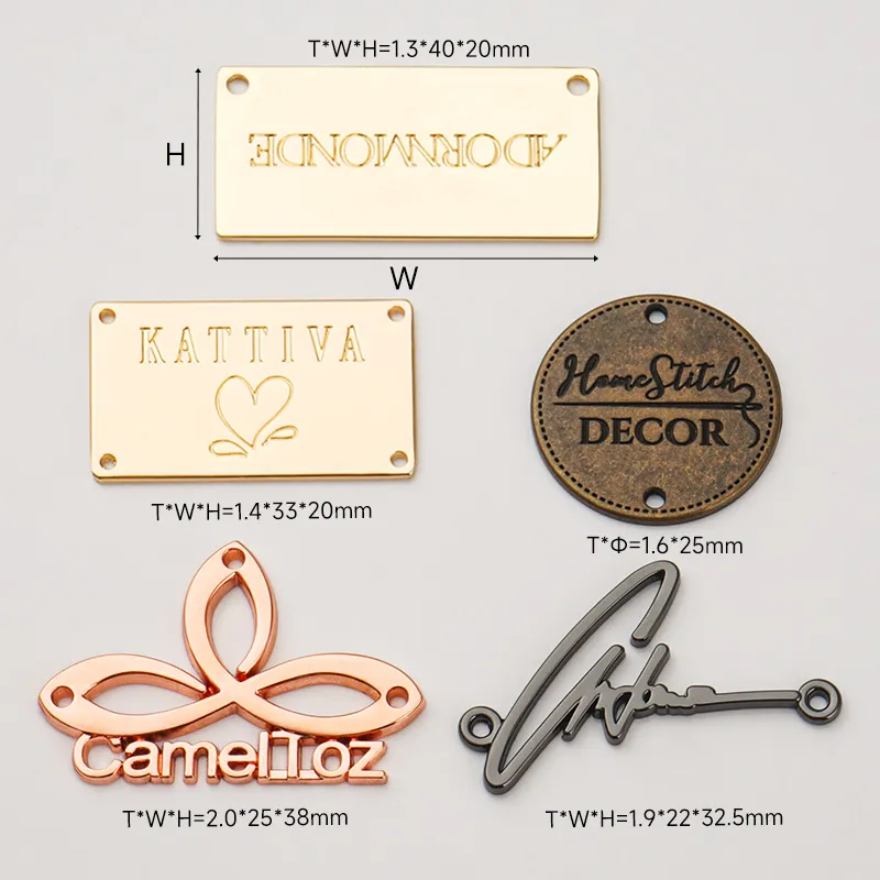 hot sale metal logo tag with sewing holes for garment