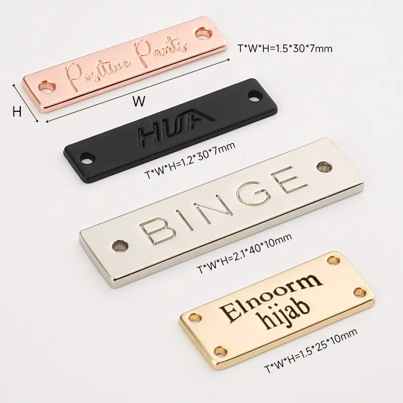metal nameplate with sewing holes for purse clothes