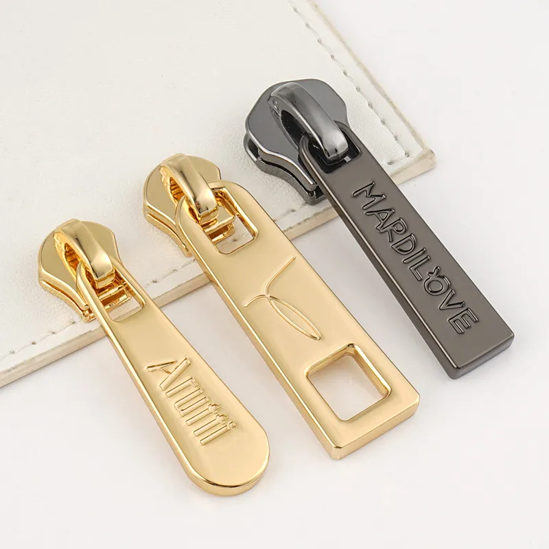 metal zipper slider with engraving logo for bags