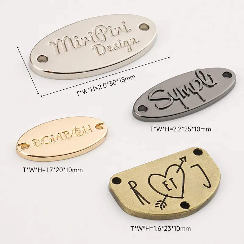 oval metal tag with custom logo for clothes swimwear