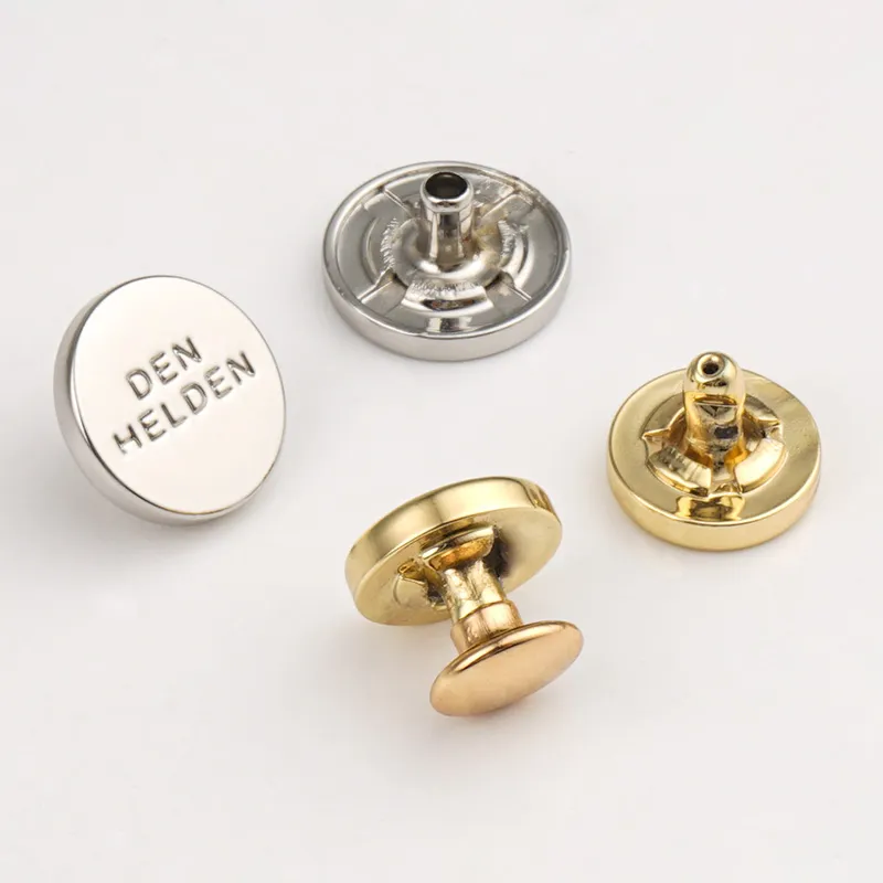 round metal name tag with rivet fixation for bags