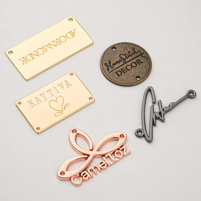 round rectangle letters type metal tag for clothing