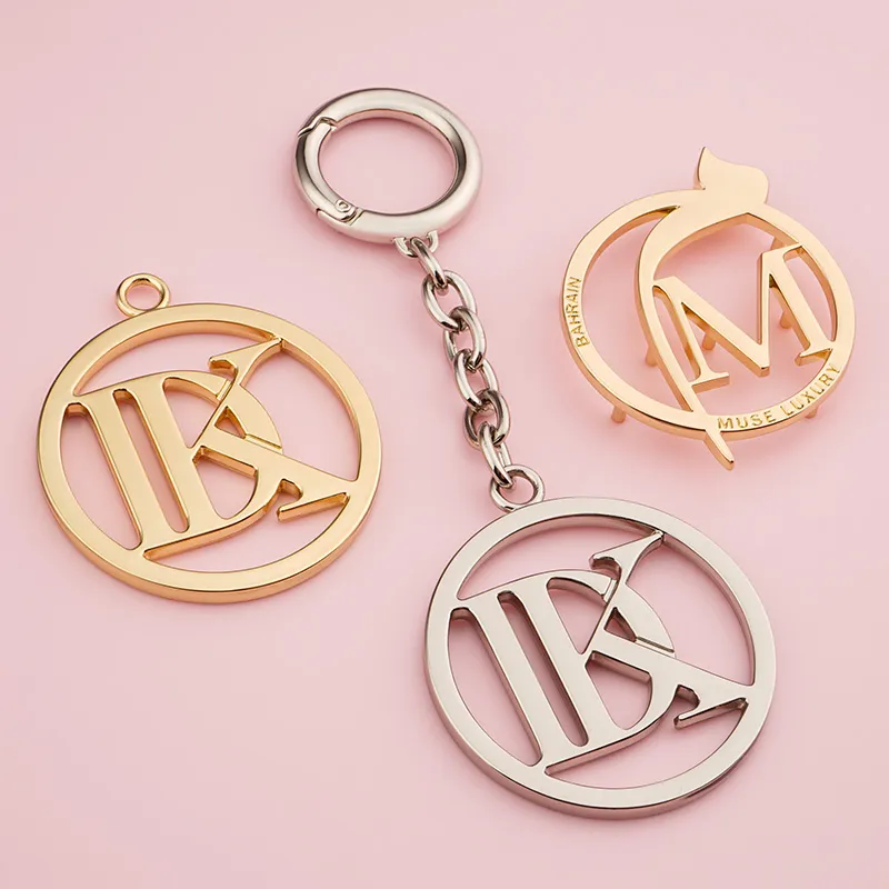 silver and golden metal bag charm for handbags