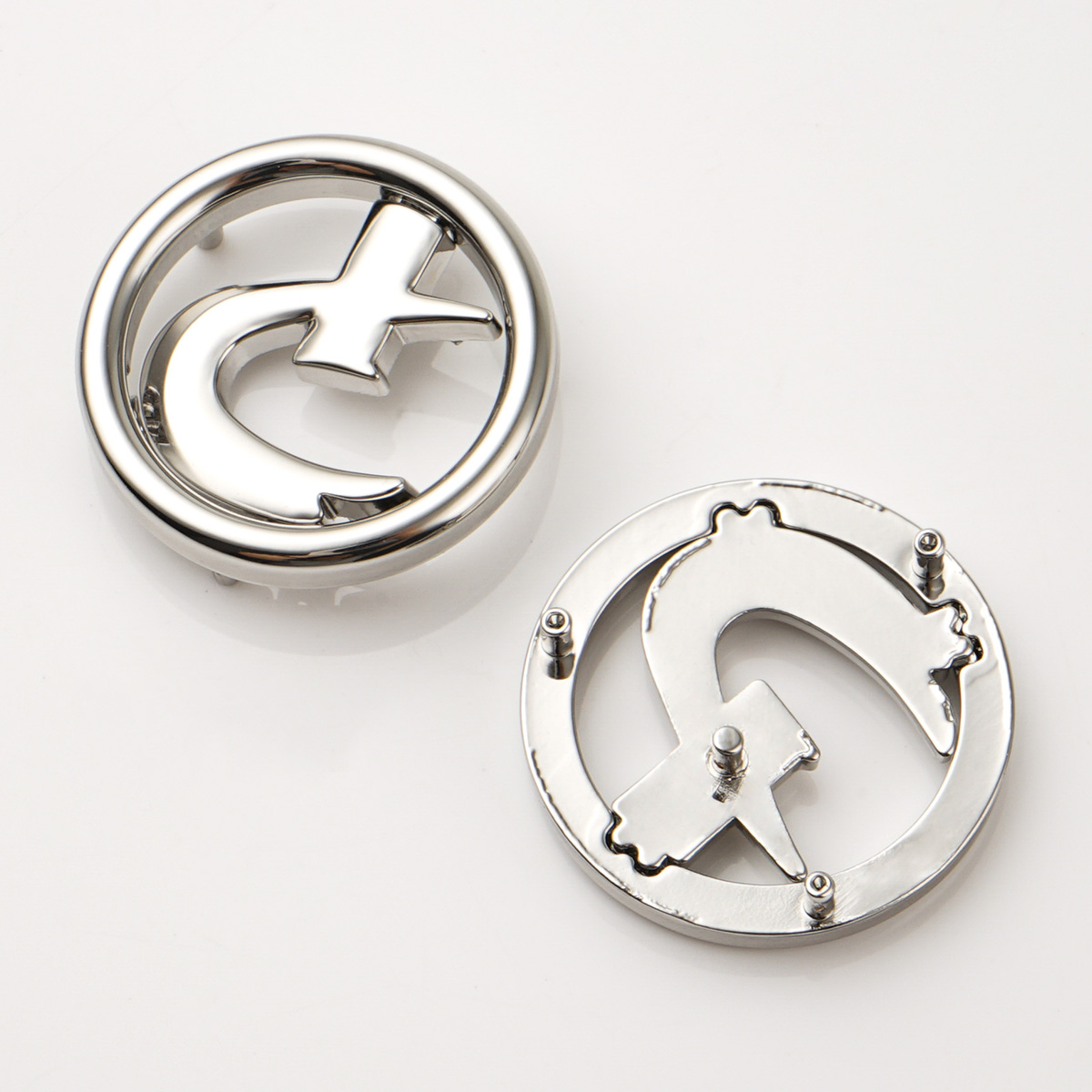silver metal logo tag for purses bags