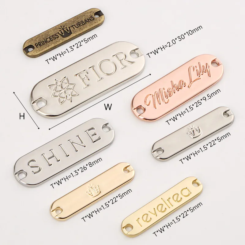 small metal name tag with custom logo for clothing